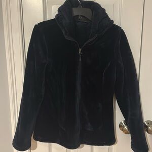Navy Blue 32 Degree Faux Fur Jacket with Hood. Size small.